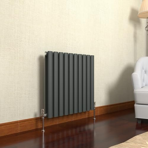 GY Bath Horizontal Radiator Anthracite Oval Column Designer 600x590mm Double Modern Central Heating Rads