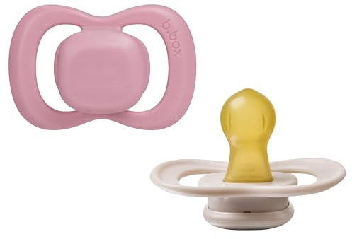b.box Pacifier Soother Dummy Size 1 (2 Pack) | Natural Rubber Latex |Round Nipple | Antimicrobial | 0-6m