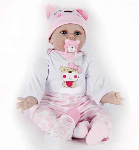 HUYRP Reborn docka 22 tum 55 cm nyfödd docka återfödd babydockor realistiska pojkar och flickor babydockor 3. Födelsedag för en nyfödd docka