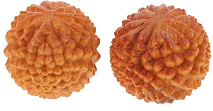 Wood Hand Training Balls 2 Pcs Durian Shaped Yellow Massage