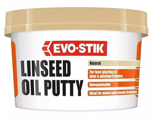 Evo-Stik Linseed Oil Putty Natural for Glazing Wood and Metal Window Door Frames – Ready-to-Use Over-Paintable Glazing Putty for DIY and Professional Use White - 1 Pack (1kg)
