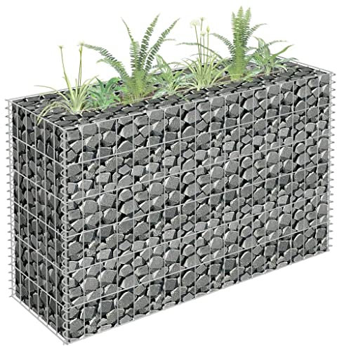 Makastle Lit SuréLevé à Gabion Jardin Exterieur Mur en Gabion JardinièRe Claustra Exterieur Decoration Jardin pour Les Zones Commerciales Et RéSidentielles, Acier galvanisé 90x30x60 cm