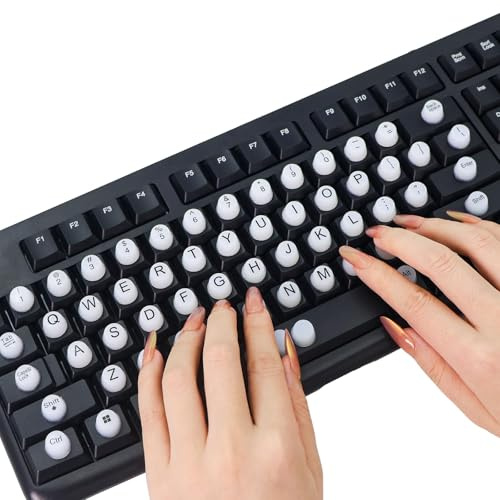 FrostyFlair Tastaturabdeckung, Blanco 64 Piezas de Cubierta de Teclado para Uñas Largas, Adhesivos para Teclado Uñas Largas, Funda Protectora de Teclado