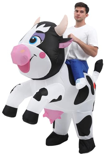 RHYTHMARTS – Costume de vache gonflable – Costume de vache à monter – Costume gonflable d’Halloween – Déguisement gonflable pour adultes