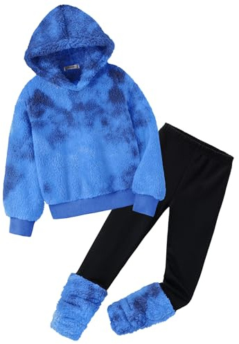Arshiner Ragazza Set di Abbigliamento Invernale Bambine Felpa con Leggings Set Caldo e Morbido Due Pezzi Completi e Coordinati per Ragazze 9-10 Anni