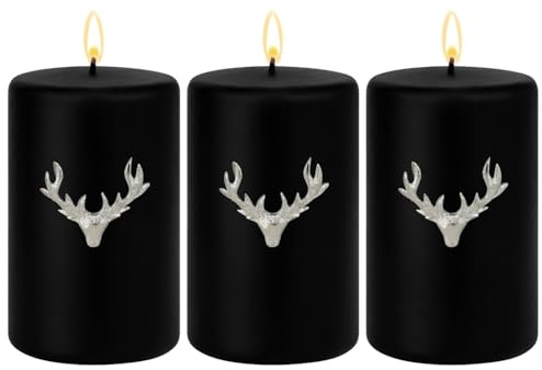 Marrakesch Uppsättning av 3 ljusstift silver 6 x 6 cm | Stearinstift för adventskrans, blockljus och ljushållare som hjortdekoration mönster -I– | juldekoration adventsdekoration, ljusstift för