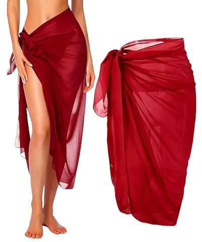 MEOAlBkey Sarongs for Women Beachwear, Beach Cover Ups for Women UK Bikini Cover Ups - Chiffon Swimsuit Wrap Skirt for Beach Pool Cruise Black