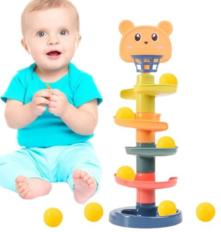 Jouet Chute De Balle Bebe, Jouet Bebe Tour A Balle, Jouets Sensoriel pour Bébés, Coordination Motrice Et Sensorielle,Tour À Billes d'apprentissage Et De Développement, Jouets Éducatifs