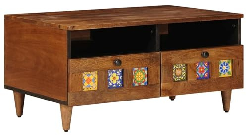 vidaXL Mueble de TV Nogal 70 x 33 x 46 cm Madera de Mango Maciza