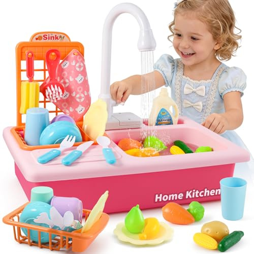 Mini Tudou Fregadero de Cocina con Agua Rosa
