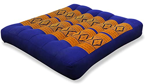 livasia cuscino per sedersi piccolo - 35x35x6cm - cuscino per pavimento indoor/outdoor, cuscino meditazione yoga, mobili in pallet, cuscino coprisedia sedia panchina fatto a mano (Blu/Giallo)