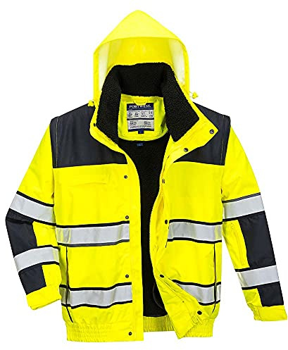 Portwest Klassische Warnschutz-Pilotjacke, Größe: M, Farbe: Gelb/Schwarz, C466YBRM
