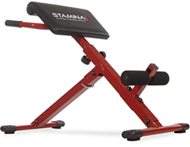 Stamina X Hyperextension Bench - Adjustable and Foldable Roman Chair with Smart Workout App for Home Workout - Up to 250 lbs Weight Capacity