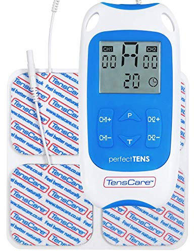 TensCare - Perfect Tens, Appareil de soulagement de la douleur, 16 modes, double canal, thérapie facile à utiliser et efficace pour la douleur chronique