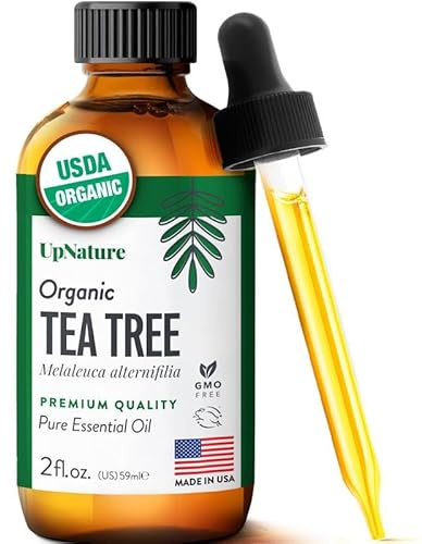 UpNature Tea Tree Oil - 100% Pure USDA Certified Organic Tea Tree Essential Oils for Skin, Hair, Toenail, Body and Scalp (2oz)
