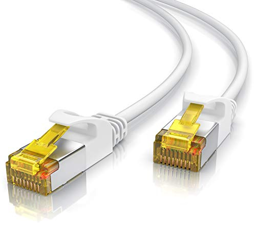 CSL - CAT 7 Netzwerkkabel - 3m - Patchkabel RJ45 - LAN Ethernet Gigabit - 10000 Mbit - U/FTP PIMF Schirmung - für Switch, Router, Modem, PS5, Xbox Series X - Kompatibel zu CAT 6/8 - Weiß
