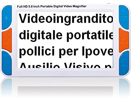Videoingranditore digitale portatile da 5,0 pollici per Ipovedenti Ausilio Visivo per Lettura 3X-48X Zoom, Support Immagine Freeze e Memoria della carta di TF, uscita HDMI AV 1080i60 TV（800x480）