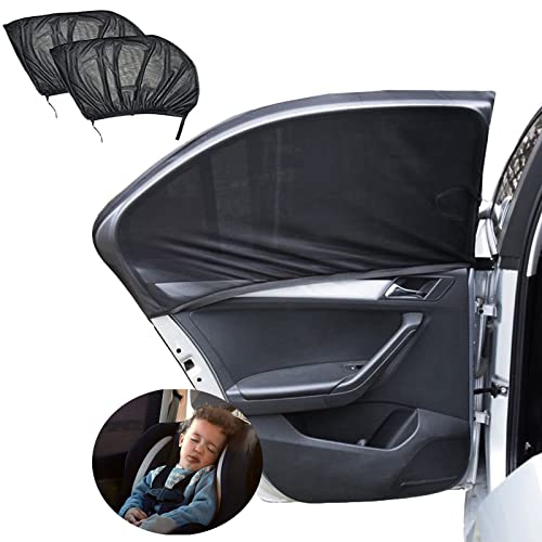 2 Stück Sonnenschutz Auto Baby, Universal Sonnenblende Auto,Auto Sonnenshutz, Mit UV-Schutz/Blendschutz,Schutz für Kinder Erwachsene Haustiere - Autofenster Sonnenschutzrollos Heckscheibe