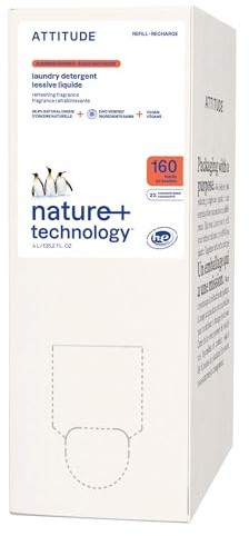ATTITUDE Liquid Laundry Detergent Refill, EWG Verified, HE Compatible, Plant-Based & Vegan, Natural Laundry Soap, Summer Berries Scent, 160 Loads, 4 Liters