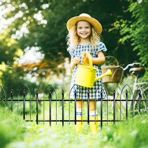 ARIFARO Decorative Garden Fence 61cm H x 61cm W (5 Panels, Total Length 3m) Rustproof Metal Fence No Dig Pet Barrier Fencing for Patio Outdoor Yard