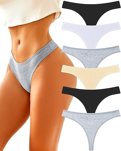 BeReady Set di 6 Perizoma da Donna, in Cotone, Biancheria Intima Sexy per Donna, Sexy, per Donna, Lingerie, Thong Panties, Taglie S-XL, B-6er Pacchetto di, M