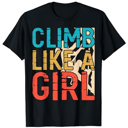 Climb Like A Girl Rock Climbing Gear Kids Women Sunset T-Shirt