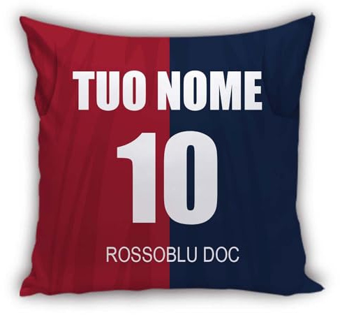 MOCHEIA SHOP Cuscino Calcio Genoa idea regalo Tifoso Genoano Personalizzato con Nome e Numero realizzato in ottimo poliestere misura 40x40 centimetri con chiusura Lampo