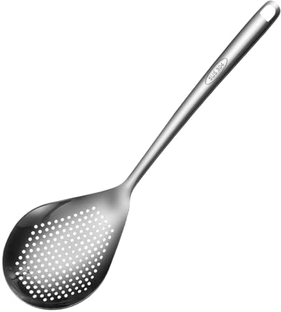 Veeteah Schaumlöffel Edelstahl, Geschlitzter Servierlöffel, Schaumkelle Edelstahl, Siebkelle aus Metall mit langem Griff, Schmutzfänger für die Küche
