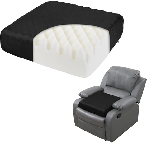 HOMBYS 5 Thick Egg Shaped Foam Recliner Chair Cushion for Elderly, Thicken & Extra Large Seat Cushion Cahir Pad for Couch, Armchair, Wheelchair for Easy to Stand Up & Reduce Hip & Lumbar Pain, Black