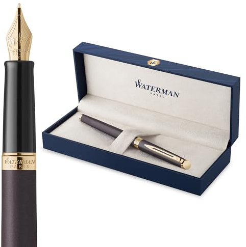 Waterman Hémisphère Fountain Pen | Lava Black (The Understated Edit Collection) | Fine Nib with Blue Ink | Gift Box