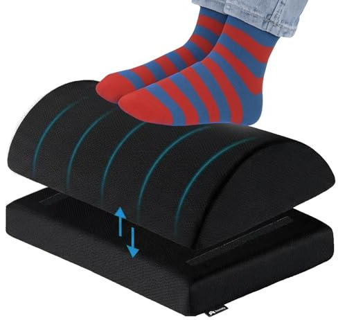 Homiely Repose-pieds Bureau, repose pieds ergonomique avec hauteur réglable, Coussin repose pieds, Mousse antidérapante maille respirante Convient pour le bureau, les voyages et le confort à la maison