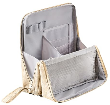 Trousse de maquillage debout, trousse de maquillage de voyage de grande capacité, trousse de maquillage portable avec séparateur, organisateur de produits de toilette pour l'organisation et le