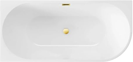 Aquauno, vasca angolare indipendente sinistra 170 x 80 cm, ovale in acrilico sanitario di alta qualità, vasca da bagno in acrilico con scarico click, troppopieno, copertura, scarico e telaio in