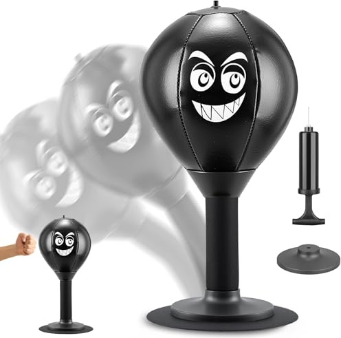 Desktop Punching Bag, Small Relaxing Punch Rage Bag Stress Relief with Strong Suction Cup & All-Around Foam Protect Spring, Portable Tabletop Boxing Ball for Adult Youth Office Friends Home