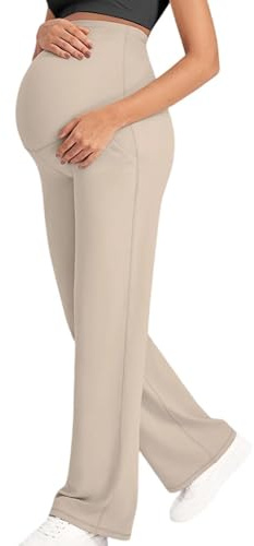 Pantaloni per Donne Incinte Leggings Gamba Dritta Pantalone Premaman Leggins Supporto Addominale Pantaloni a Vita Alta Elasticizzati Pants Morbidi Comodi Pantalone per Gravidanza Leggings da Yoga
