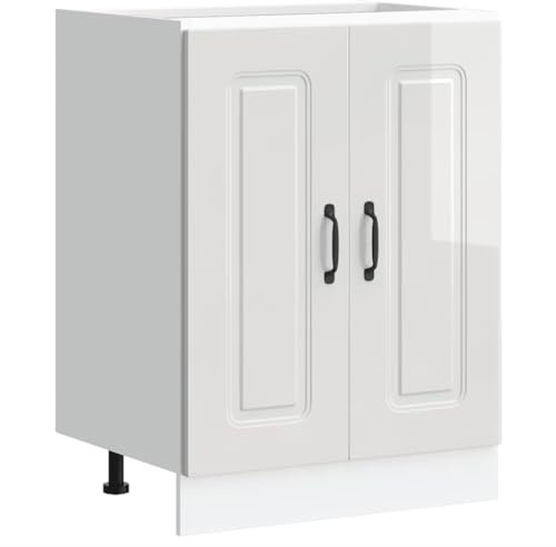 Emmtore Mueble bajo para Fregadero Kalmar Blanco Brillo 60x46x81,5 cm