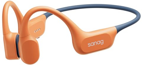 SANAG Cuffie a Conduzione Ossea, IP68 Impermeabili per Nuoto, MP3 Integrato 64GB, Bluetooth 6.0, Rivestimento in Silicone Liquido, Open Ear con AI Noise Cancelling, 9 Ore di Autonomia, Premium Sound