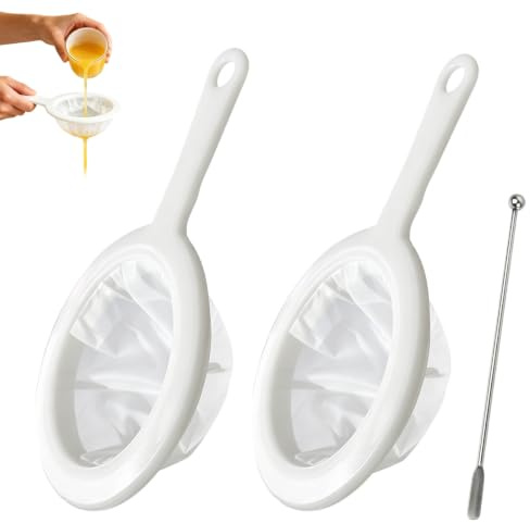 2 stycken sil, fin sil med handtag 120/200 nät hårsil kök, plast nylonnätsil, kök med halkfritt handtag fin, hushållssil för juice mjölk kaffe