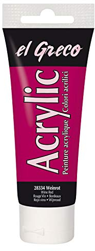 KREUL 28334 - El Greco Acrylic, 75 ml Tube in weinrot, hochpigmentierte, glänzende Acrylfarbe in Studienqualität, buttrig vermalbar, für pastose Malerei