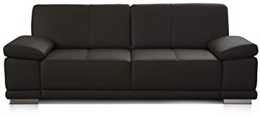 CAVADORE 3-Sitzer Sofa Corianne / Echtledercouch im modernen Design / Mit Armteilverstellung / 217 x 80 x 99 / Echtleder dunkelbraun