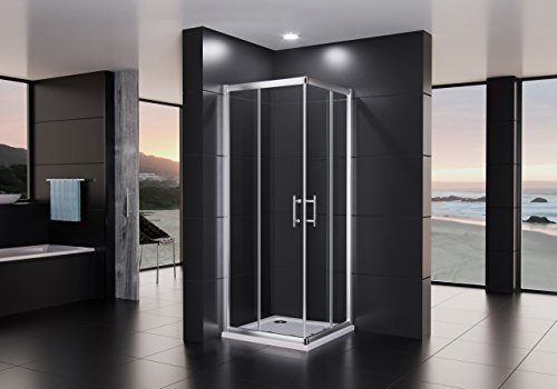 Duschmeister Duschkabine Royalux Neo 75x90 cm Höhe 195 cm mit Nano Clean Versiegelung für Lotuseffekt Eckeinstieg mit Schiebetüren Duschabtrennung Glasabtrennung Dusche Glasdusche