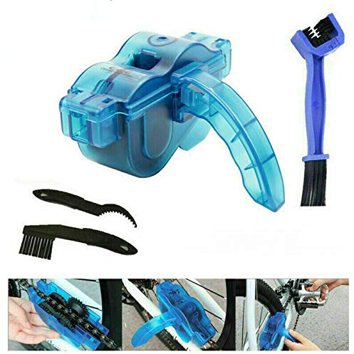Hezhu 4tlg Fahrradkettenreiniger Kettenreinigungsgerät Fahrrad Kette Reinigung Bürste Fahrrad Kettenreinigungsgerät Kit für Fahrradketten, Schnelles Sauberes Werkzeug für alle Arten von Fahrrädern
