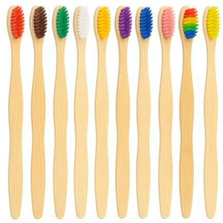 Bamboo Toothbrushes | 10 Pack | BPA Free Medium Bristles | Eco-Friendly & Biodegradable | Recyclable Eco Toothbrush Kids & Adults in Cool Colours…