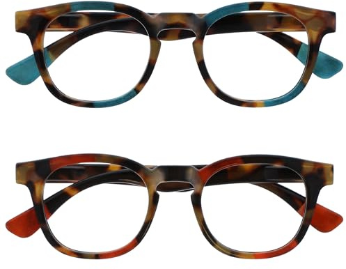 OPULIZE Ava 2 Pacco Donna Signora Marrone Tartaruga Turquoise Rosso Vestibilità Comoda Occhiali Da Lettura Cerniere Molla RR62-QZ +1,50