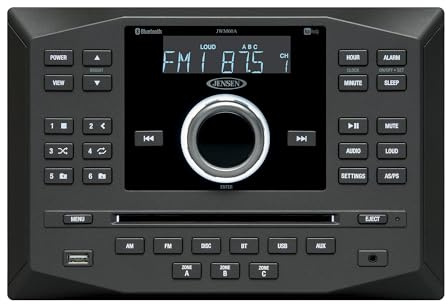 Jensen JWM62A AM|FM|DVD|CD|USB|AUX|App Ready Bluetooth Wallmount Stereo w/ App Control, 3-Speaker Zones / 8 Speaker Output 8X 6 Watt, Receives Bluetooth Audio (A2DP) & Controls (AVRCP) from Devices