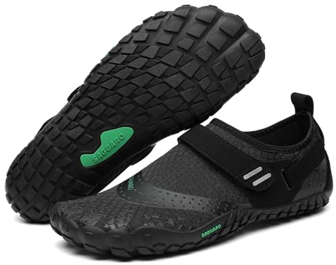 SAGUARO Barfotaskor herr dam utomhus sport träningsskor spårskor storlek 35–48, Svart, 39 EU