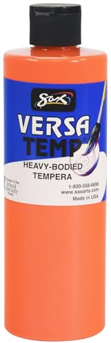 Sax Versatemp Heavy-Bodied Tempera Paint, 1 Pint, Fluorescent Orange