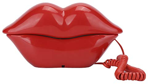Dpofirs Festnetztelefon, schnurgebundenes Telehone Modisches lustiges Lippenform-Telefon, Desktop-Festnetztelefon Hauptdekorations-Geburtstagsgeschenk(rot)