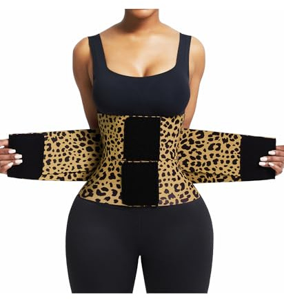 FeelinGirl Women Workout Waist Trainer Corset Cincher Trimmer Belt Body Shaping Gym Waist Trainer Postnatal Leopard XXL