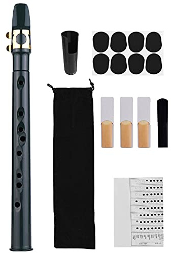 Kit de saxophone alto portable, 4 anches, 8 tampons dentaires, doigtés, sac de transport, instrument à vent pour débutants et amateurs (noir)